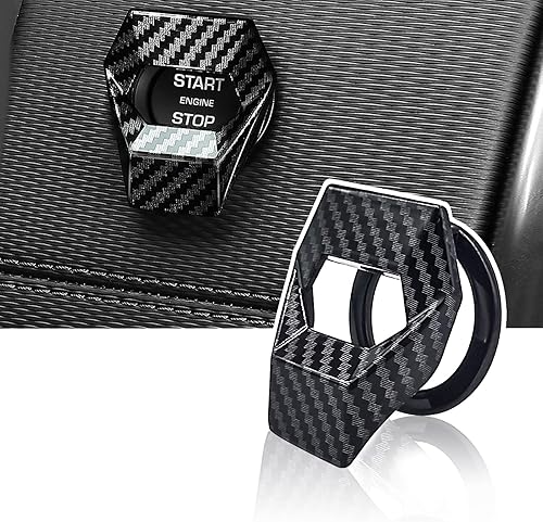 jeseny Cubierta universal de botón de arranque/parada del motor de fibra de carbono, ajuste de control de potencia de automóvil de aleación de