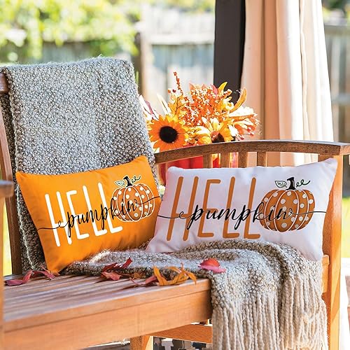 Miniatura 3 de Fundas de almohada de otoño de 12 x 20 pulgadas, fundas de almohada de lino con diseño de calabaza para dormitorio, sofá, exterior, cojín de granja,