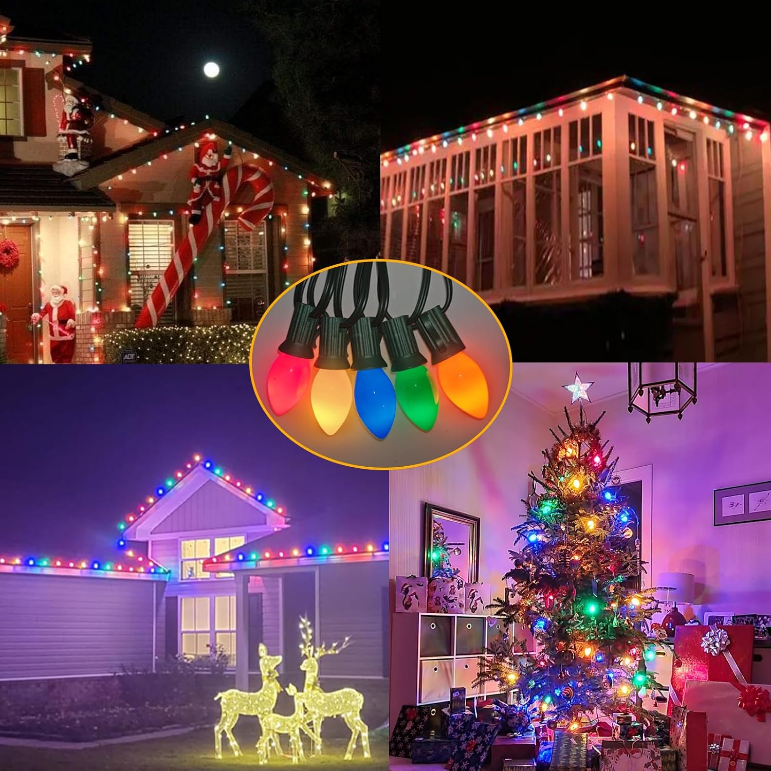 C7 LED Christmas Lights Outdoor 25Ft Vintage Christmas Lights with 27 Shatterproof Colored LED Bulbs(2 Spare), Connectable Old Fashioned Xmas Light for Patio Holiday Party Wedding Xmas Tree Decor