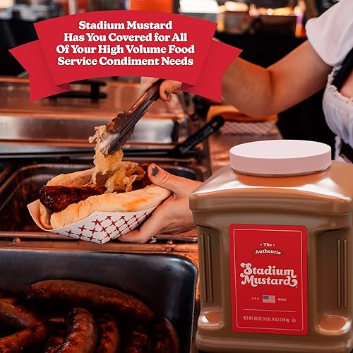 Miniatura 5 de The Authentic Stadium Mustard. Jarra de servicio de alimentos a granel. Del famoso estadio municipal de Cleveland. El condimento clásico para perros