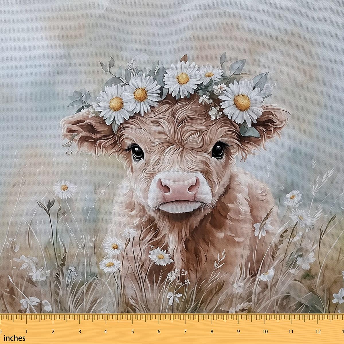 Homemissing Funny Cute Highland Cow Tessuto 920x150cm Highland Cattle Tessuti Per Cucire Crafting Animal Decorazione All ' Aperto Impermeabile Per Progetti Fai Da Te A Casa