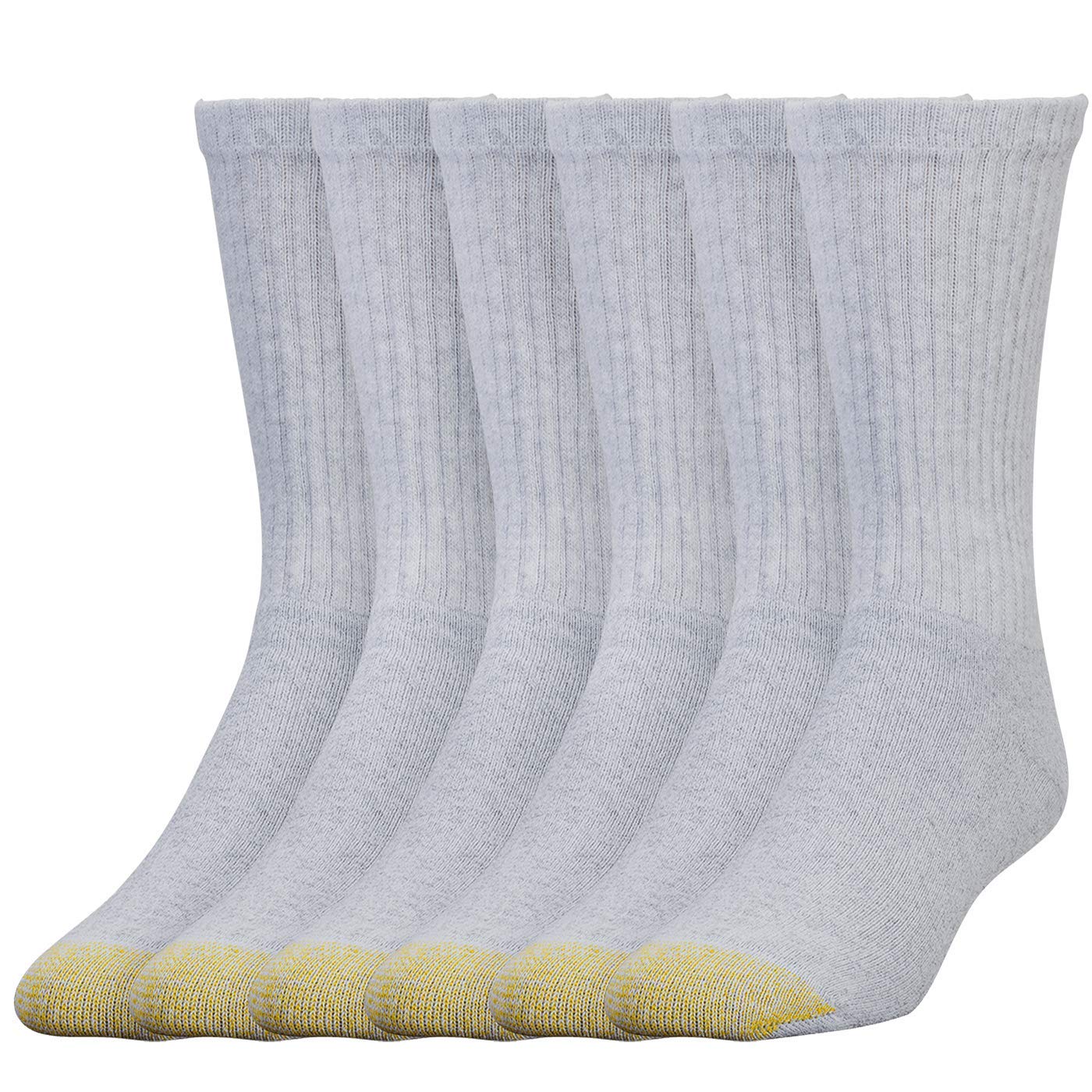 Gold Toe Men's Cotton Crew 656s Athletic Sock (6 Pack), Grey, Small 6