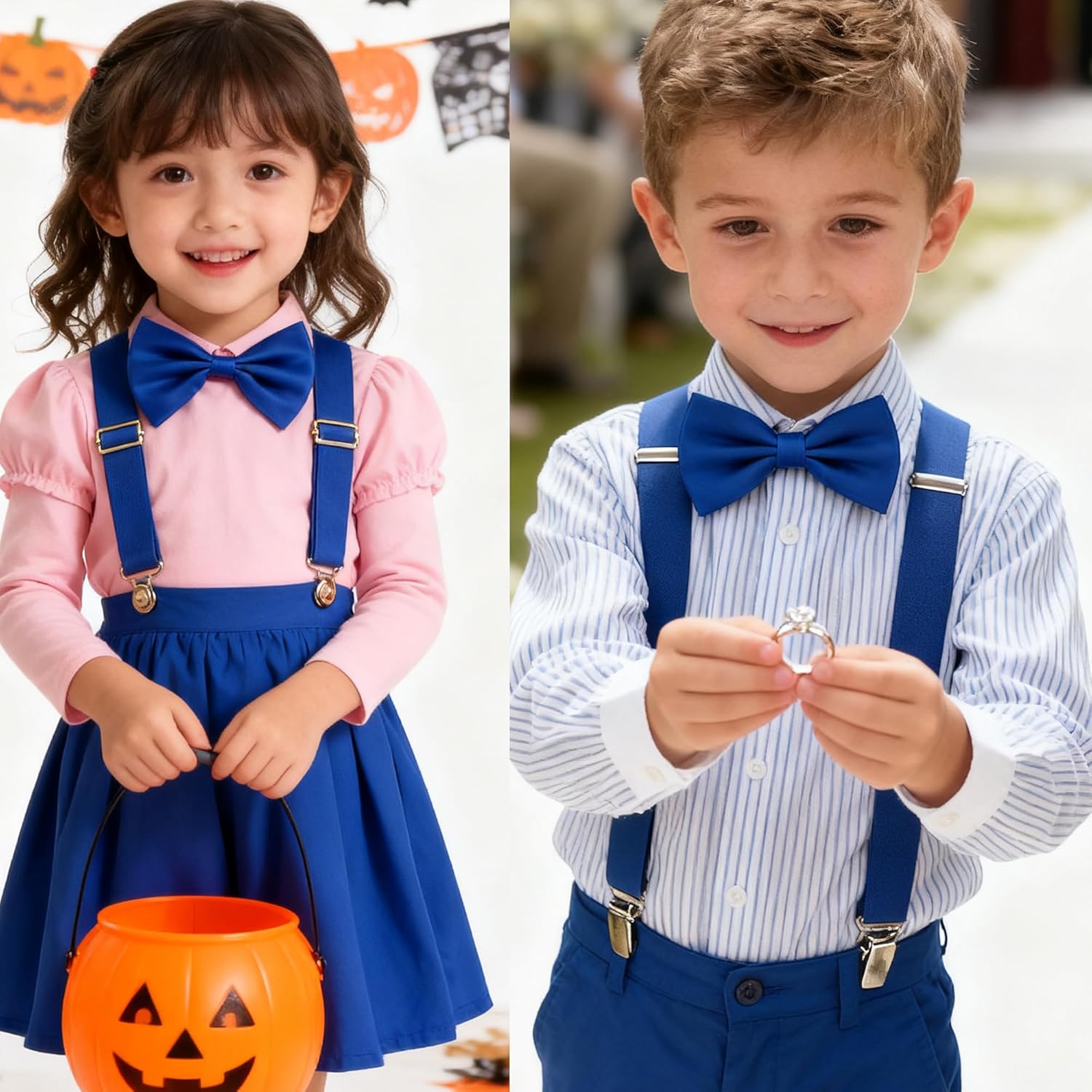 IZUS Child-Kids Suspenders Bow-Tie Sets Y-Shaped Elastic Adjustable Suspender-Set Girls-Boys for Wedding/Mime/Halloween/Party - Image 4