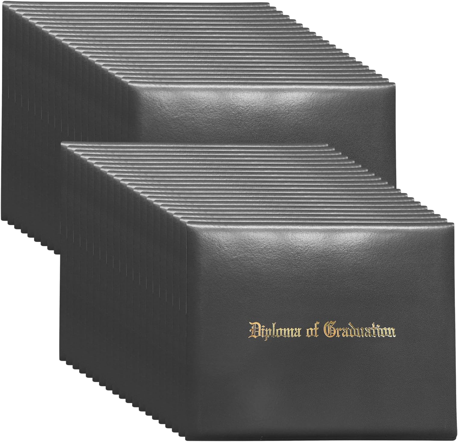 Happy Secret Imprinted Diploma Holder for 8.5"x11" Certificate - Graduation Cover with Smooth Leather, Black,40 Packs