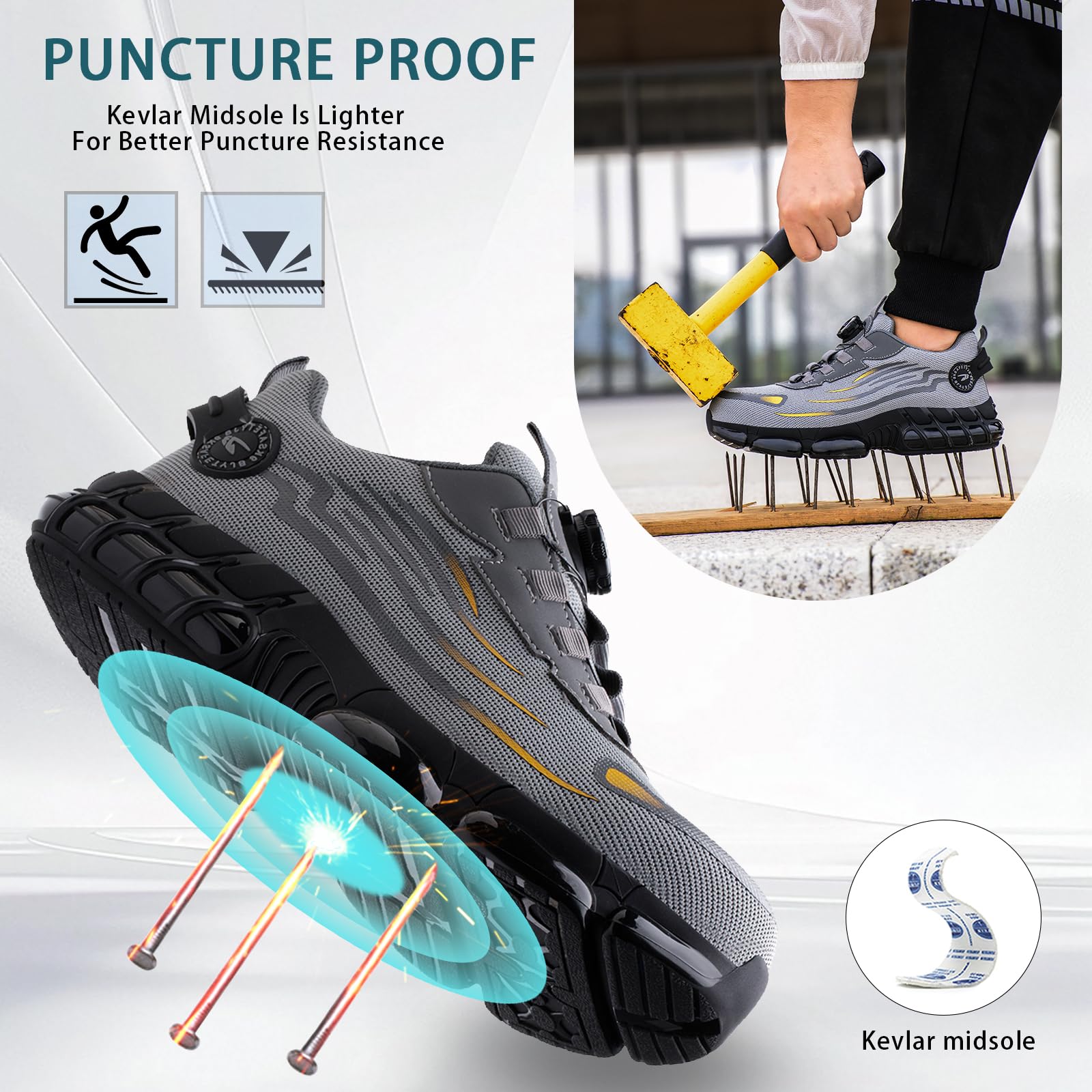 Zapato Seguridad Hombre Mujer Zapatos Seguridad Puntera de Acero Zapatillas Transpirable Calzado Transpirable Antideslizante Zapatillas Trabajo
