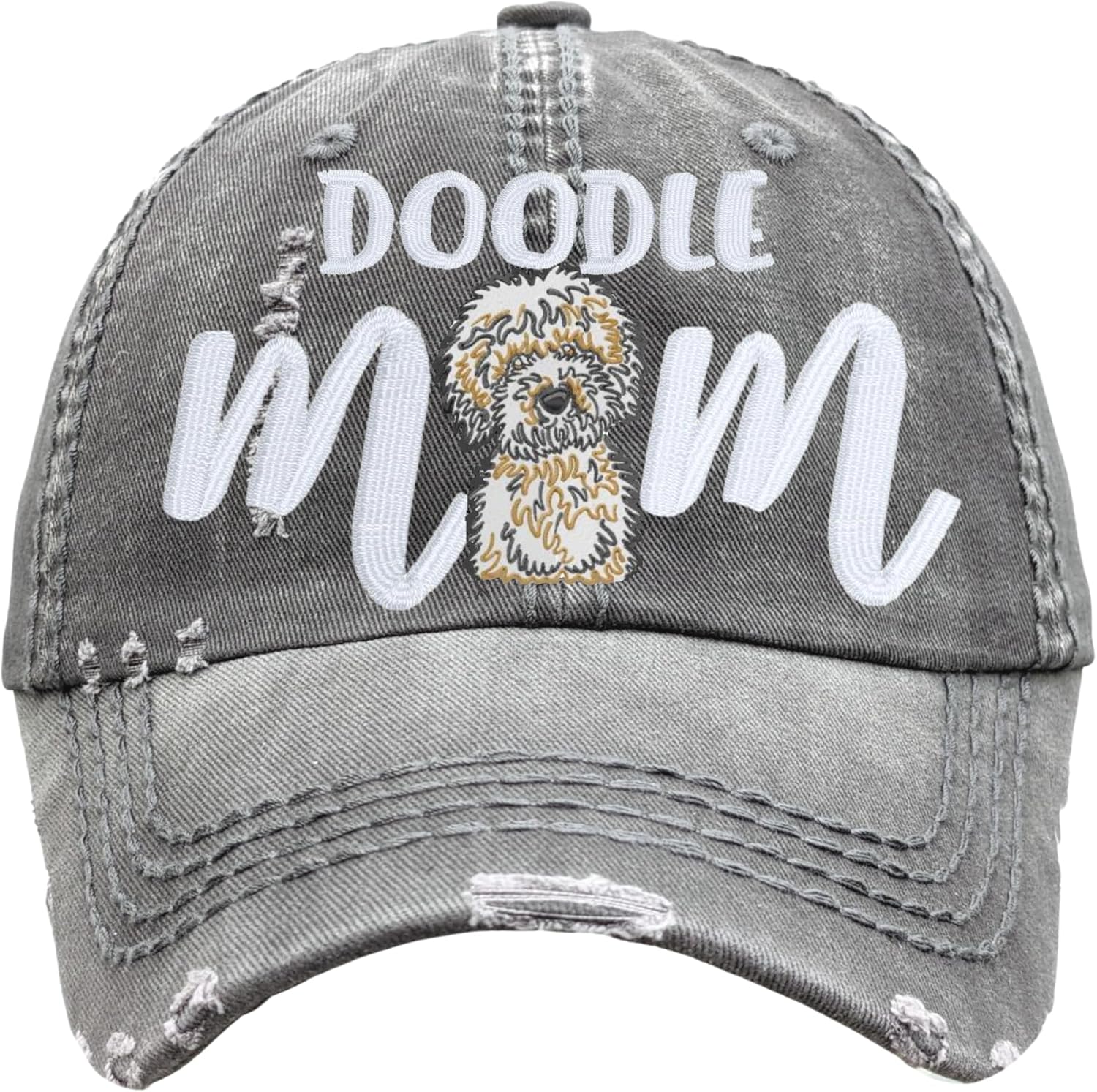 Doodle Dog Mom or Mama Hat, Baseball or High Ponytail Cap, Handmade Goldendoodle Present Photo Face Head Shape, Custom Gift for Her Wife Owner Sister Daughter, Birthday Mother's Day