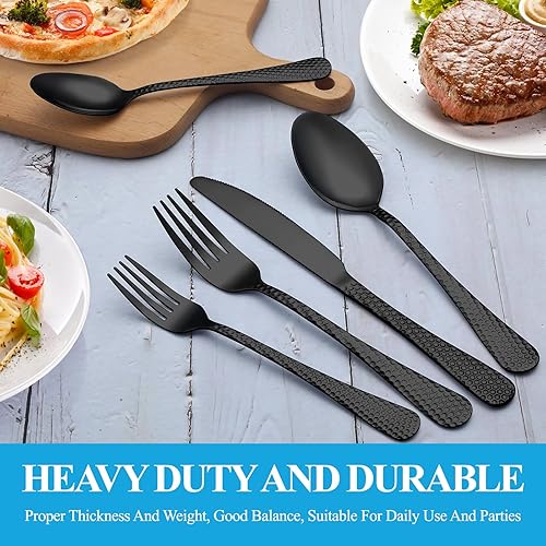 Miniatura 28 de MUTNITT Juego de cubiertos de 30 piezas para 6, juego de cubiertos de acero inoxidable de alta calidad, cubiertos pulidos con espejo