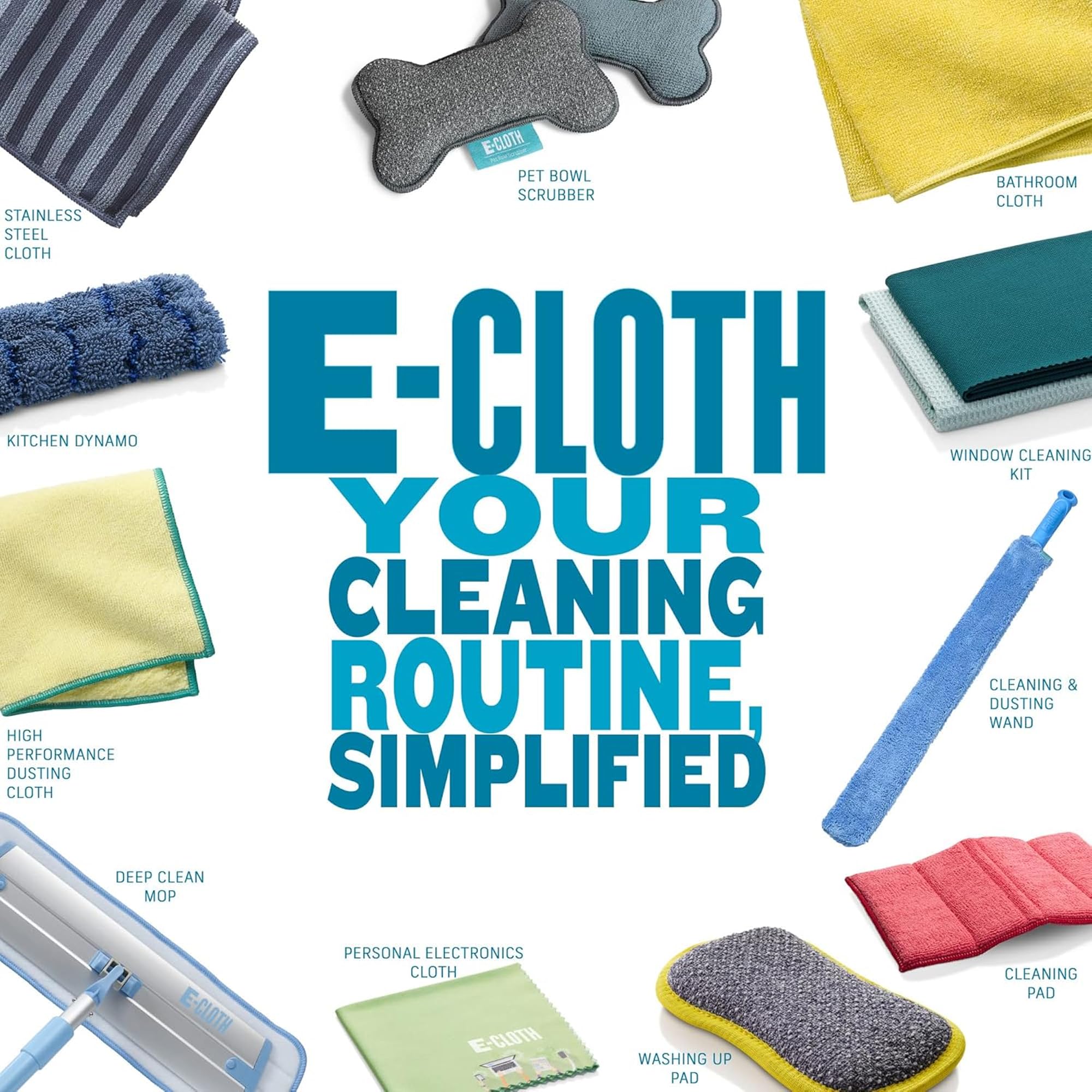 E-Cloth Mikrofasertuch, weltweit führendes Premium-Mikrofaser-Reinigungstuch, doppelt so langlebig wie die Konkurrenz, ideal für Küche, Arbeitsflächen, Spülen und Badezimmer, gemischt, 4er-Pack