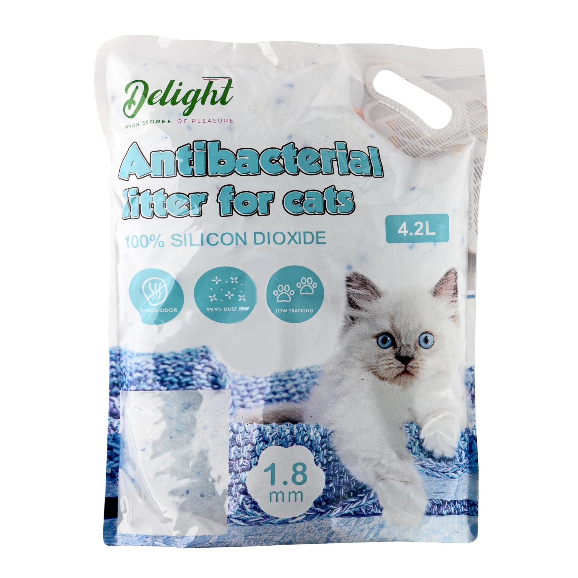 Delight Silica Gel Cat Litter 4.2L - Super Absorbent, Antibacterial & Hypoallergenic, Long-Lasting Solution, 100% Absorption Rate, Ideal for Time-Conscious Cat Owners