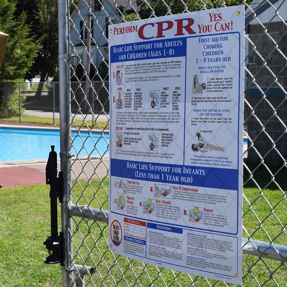 Cpr Sign CPR Instruction Sign - 24x30 Inch Plastic Safety Sign With 1/4 ...