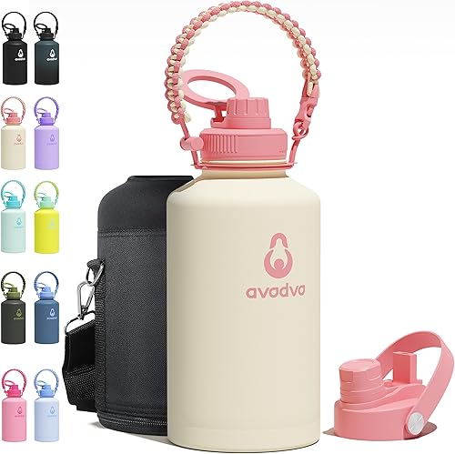 Miniatura 46 de Botella de agua aislada avodvo de 12 onzas con 2 tapas (tapa con popote y boquilla de 2 en 1, tapa magnética), botella de agua para niños con Azul