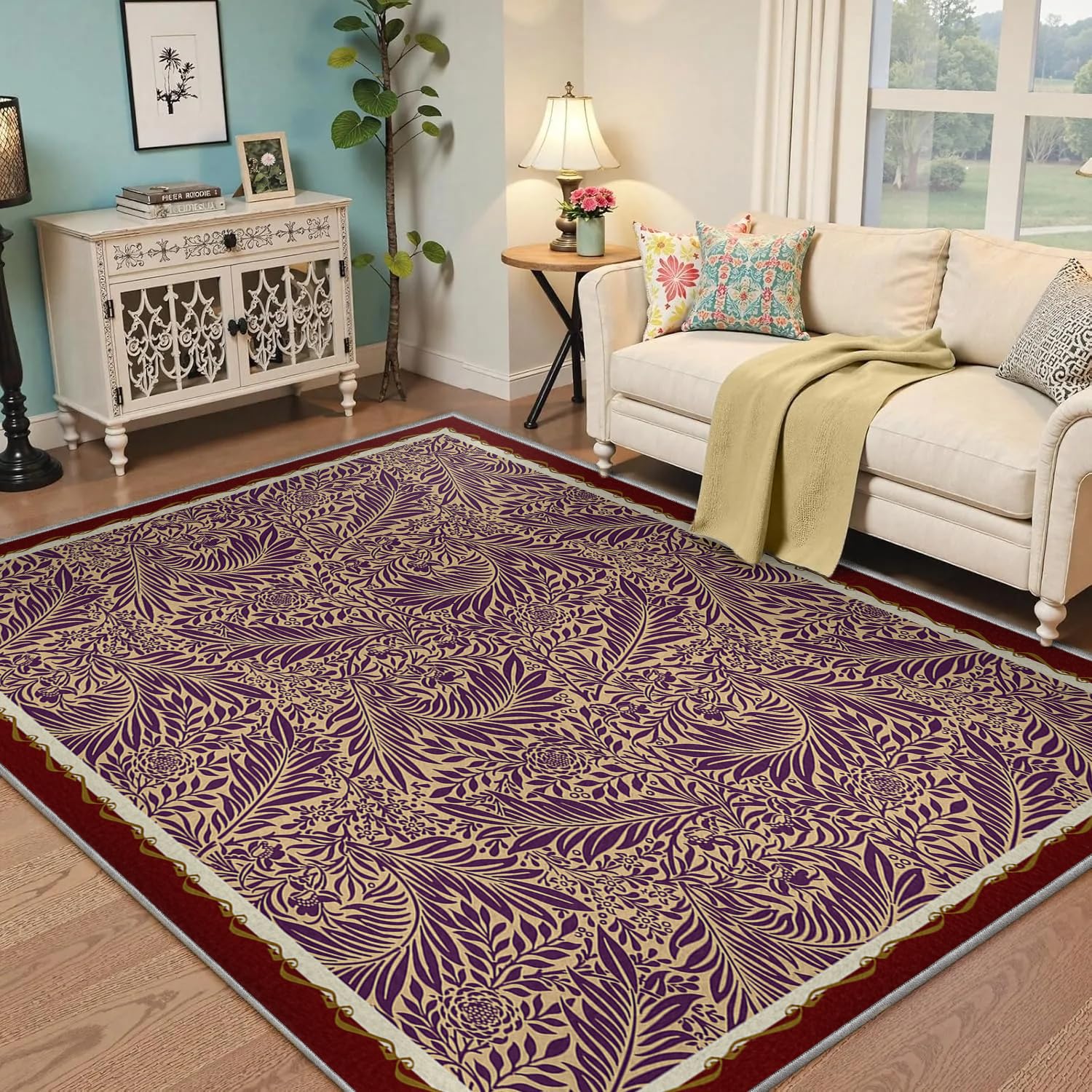Amazon.com: Vintage Flower Boho Accent Rugs for Bedroom Larkspur