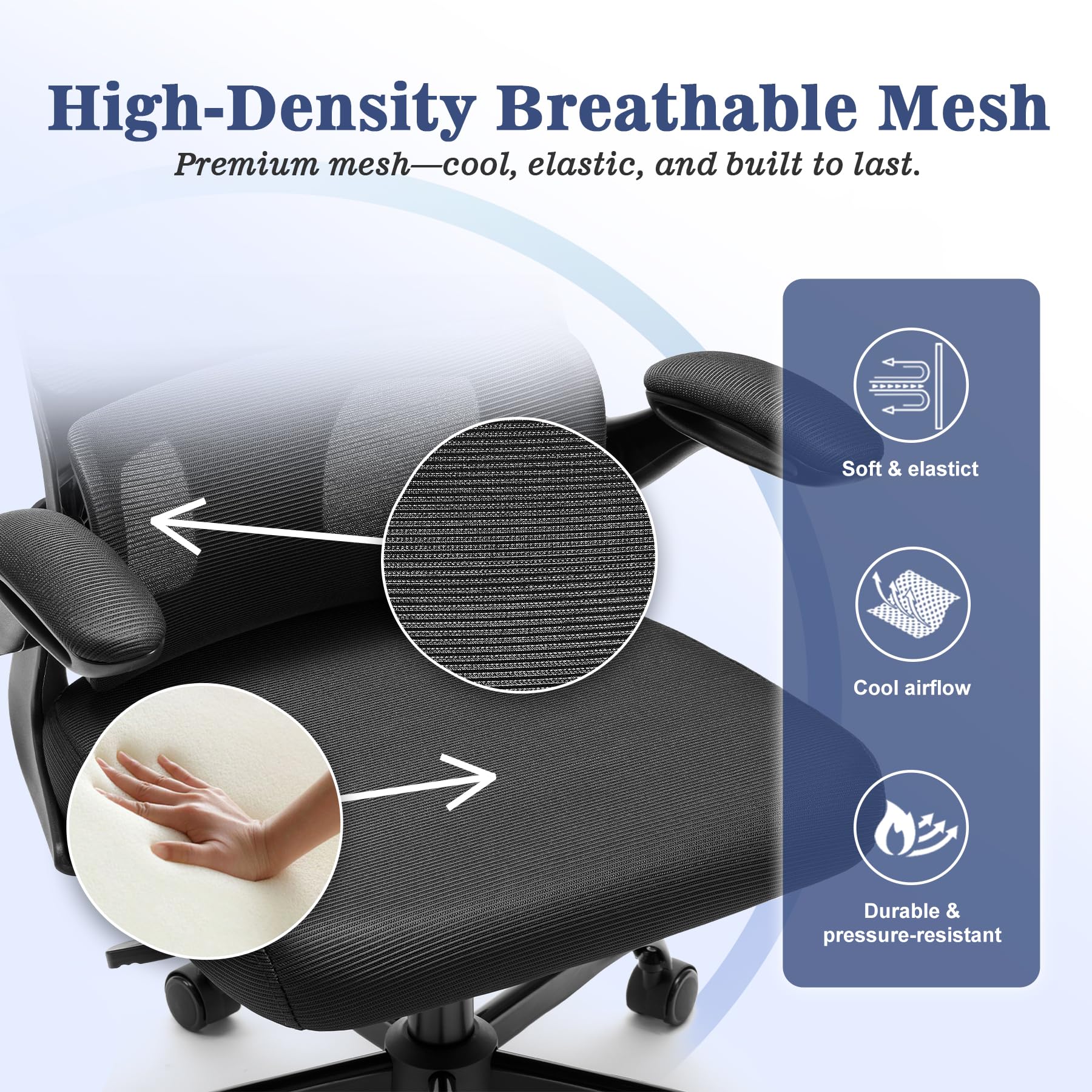 Magic Life Chaise de Bureau Ergonomique Coussin Rebondissant Haute Densité Confortable Respirante Travail Domicile Bureau Noir