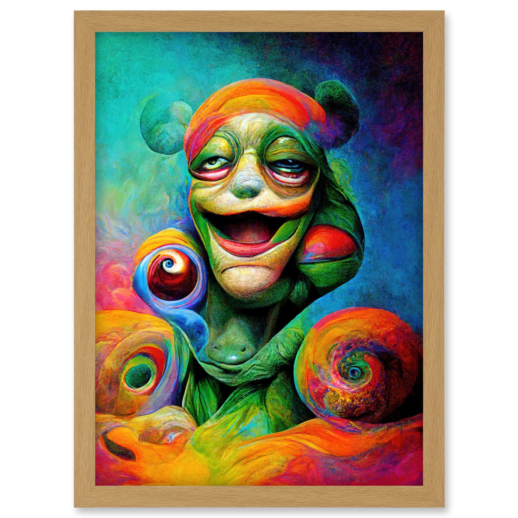 Doppelganger33 LTD Psychedelic Stoned Clown Trippy Colourful Artwork Framed A3 Wall Art Print
