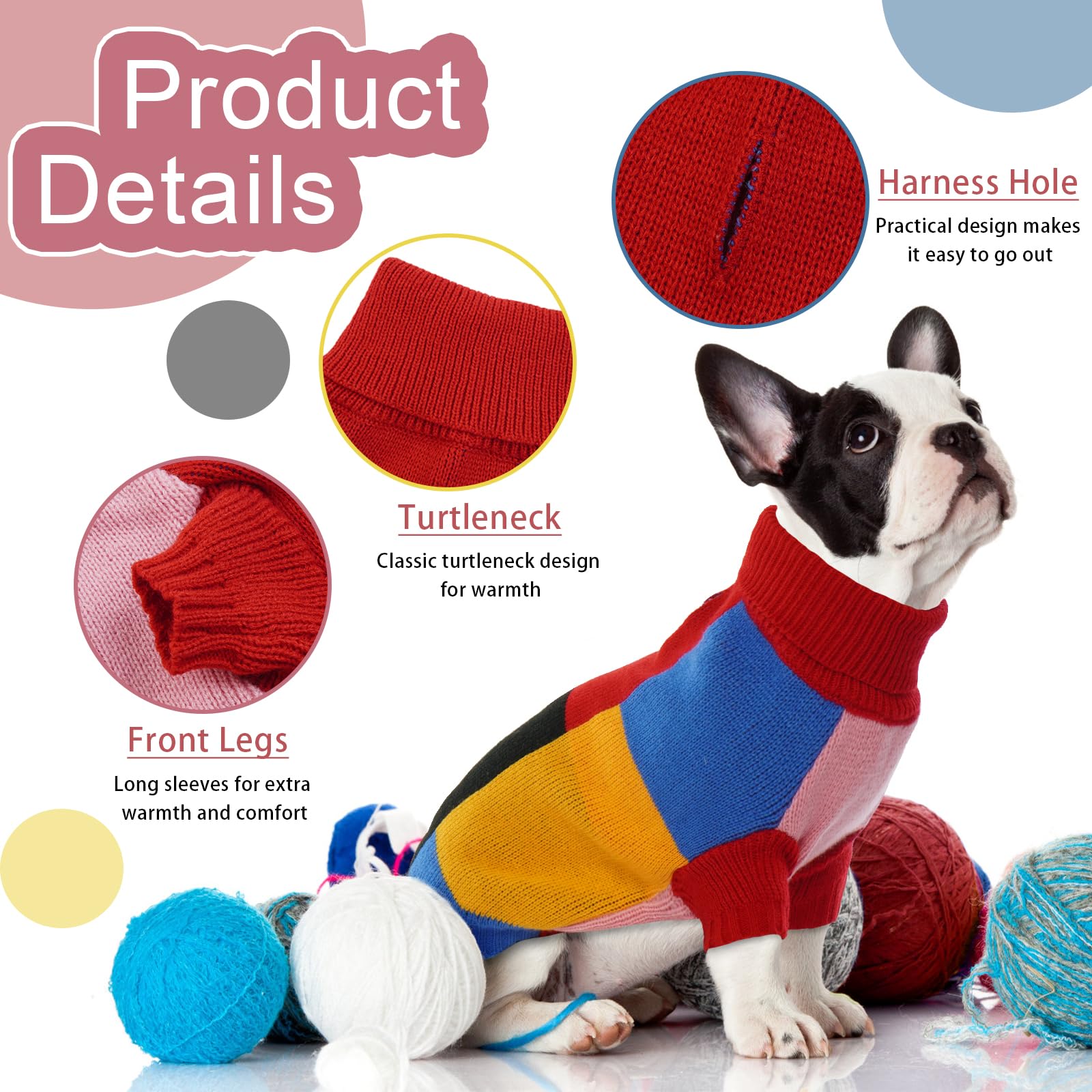 Hjumarayan Dog Jumper, Vintage Dog Jumpers Medium Size with Legs, Soft & Warm Sweater with Harness Hole - Image 4