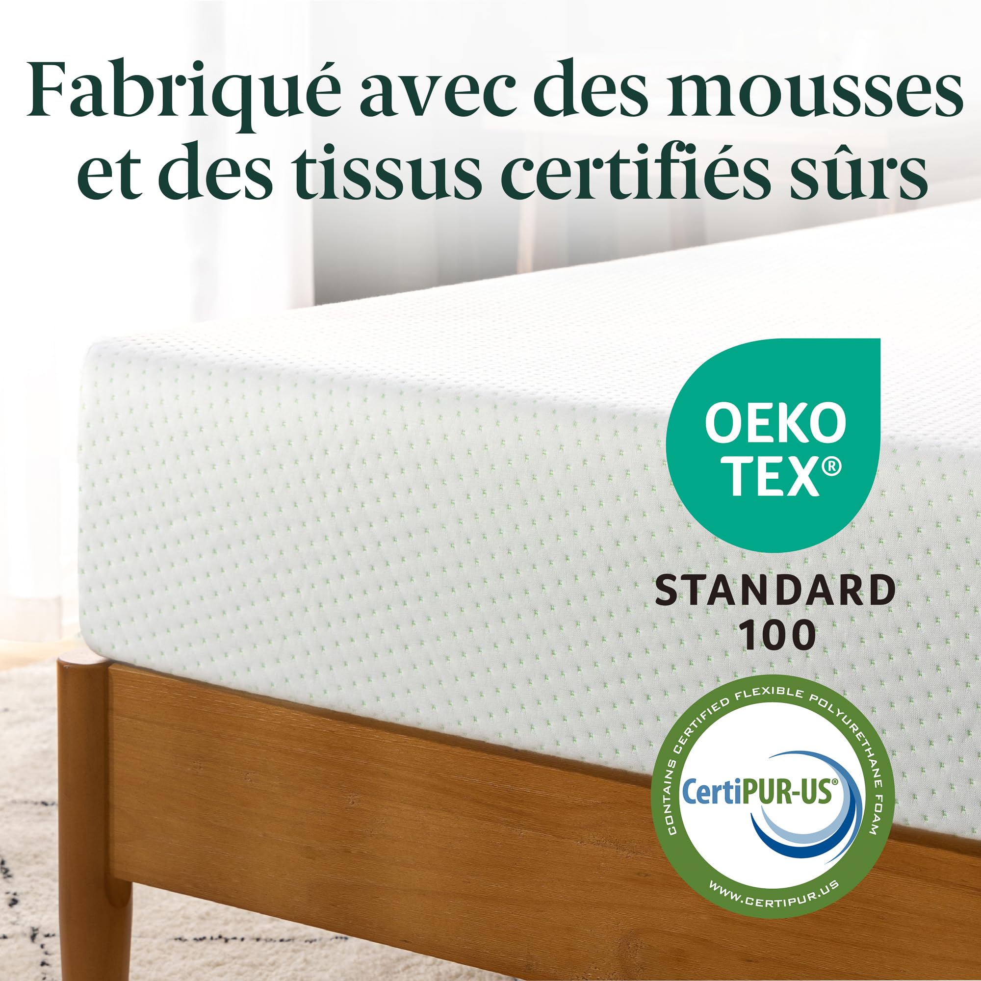 Zinus Materac piankowy, Memory Foam, biały, pojedynczy