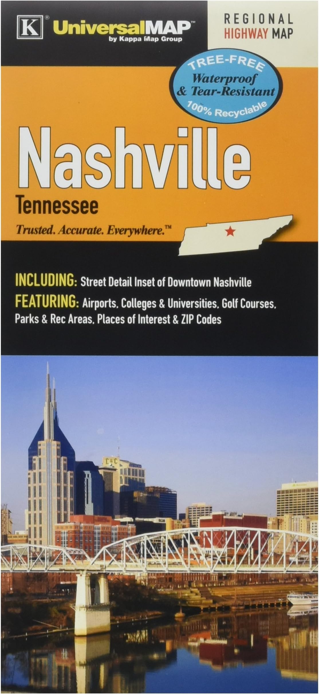 Universal Map 14586 Nashville Laminated Map