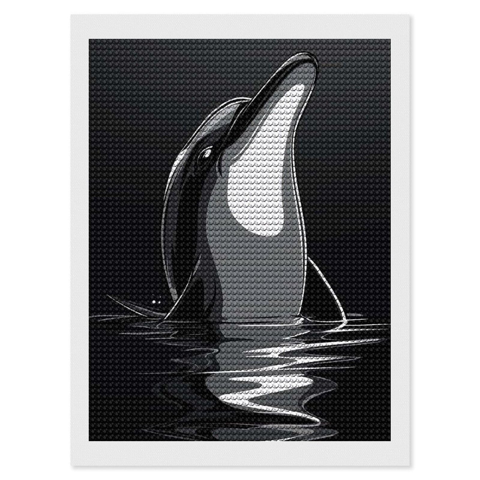 Junmoney Dolphin Silhouette Diamond Art Kit 12"x16", Gift Idea, for Family Craft Time, Mindful Craft Activity, Boho Decor, Relaxing DIY Hobby