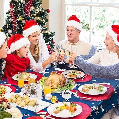 Miniatura 6 de Mantel de fiesta de Navidad con diseño de muñeco de nieve, muñeco de nieve, copos de nieve, mantel de Navidad para Navidad, vacaciones, cumpleaños,