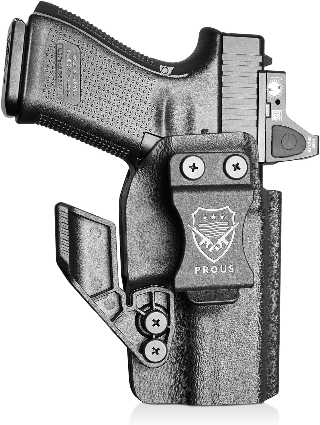 PROUS IWB Kydex Holster Select Fit Echelon/Hellcat Pro, FN Reflex, Canik Mete MC9, S&W Bodyguard 2.0/M&P9/.40, Glock 19/43X MOS, Sig P320, Taurus G2C, 1911, Optics Ready, Adjustable Retention, Right