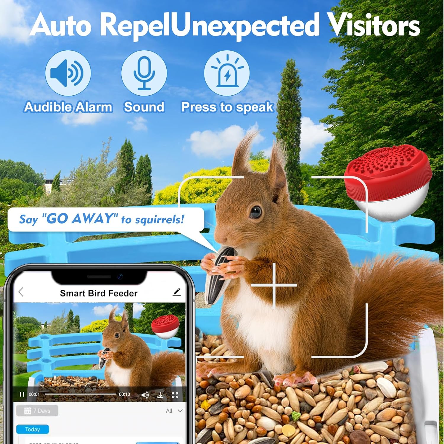 Bird Feeder with Camera Solar Powered: 2L Smart Bird Feeder, 2.5K Live Cam, AI Identification, Free 32GB Card, Waterproof Auto Video Capture for Outdoor Backyard – Gift for Festivals, Blue - Image 5