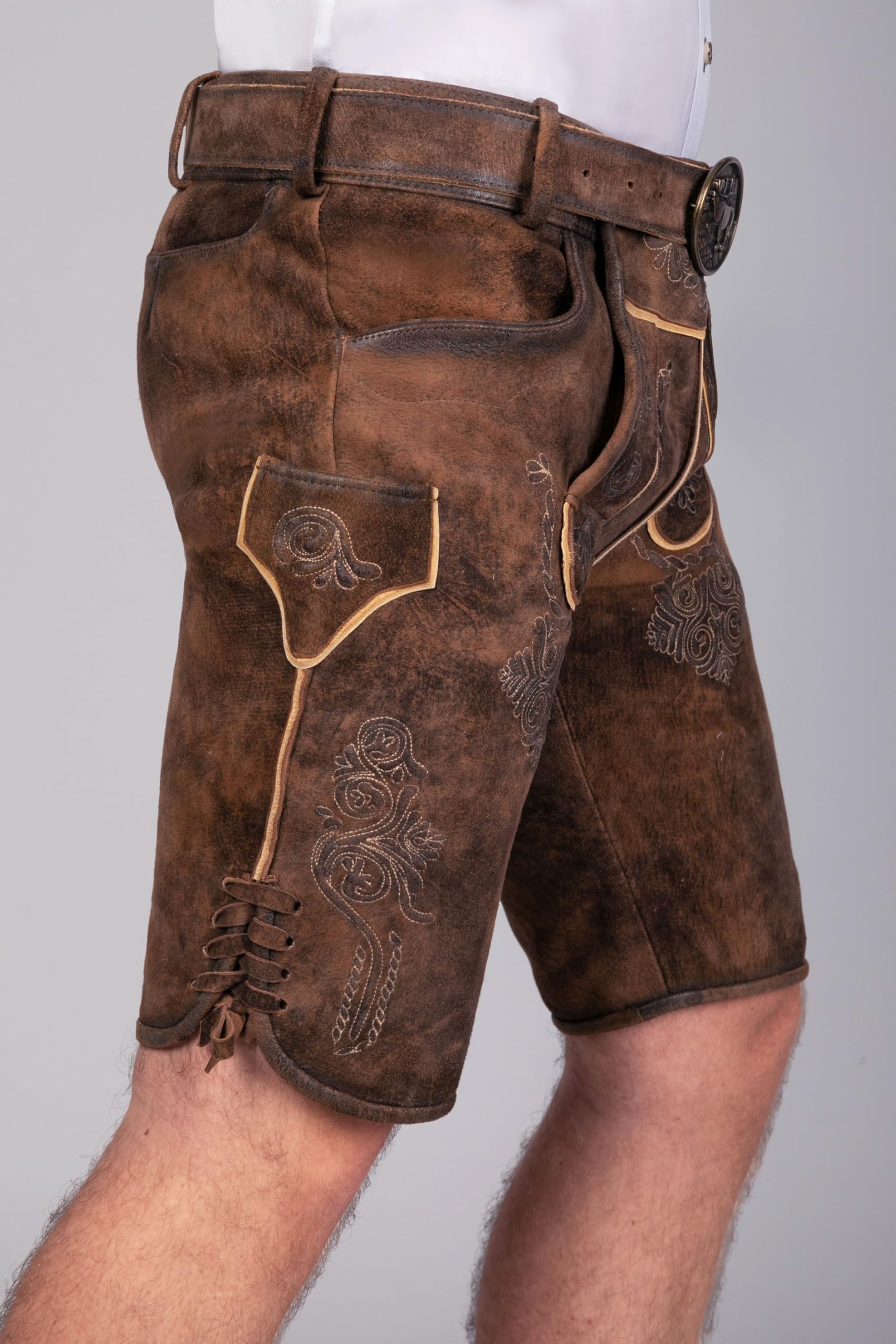 Edelnice Trachtenmode hochwertige Kurze Trachtenlederhose Bernd aus Wildbockleder