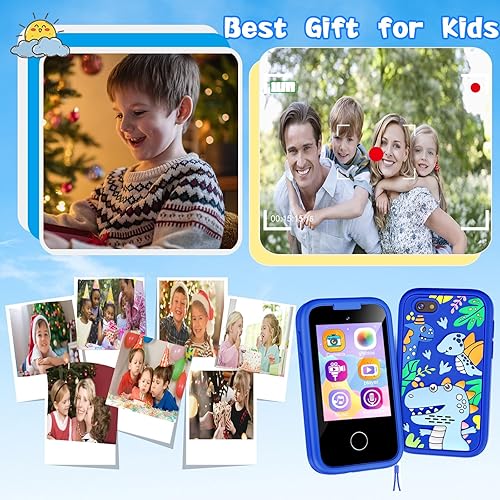 Miniatura 7 de Teléfono de regalo de cumpleaños para niños de 3, 4, 5, 6, 7, 8, 9, 10 años, teléfono inteligente para niños pequeños con cubierta de silicona de