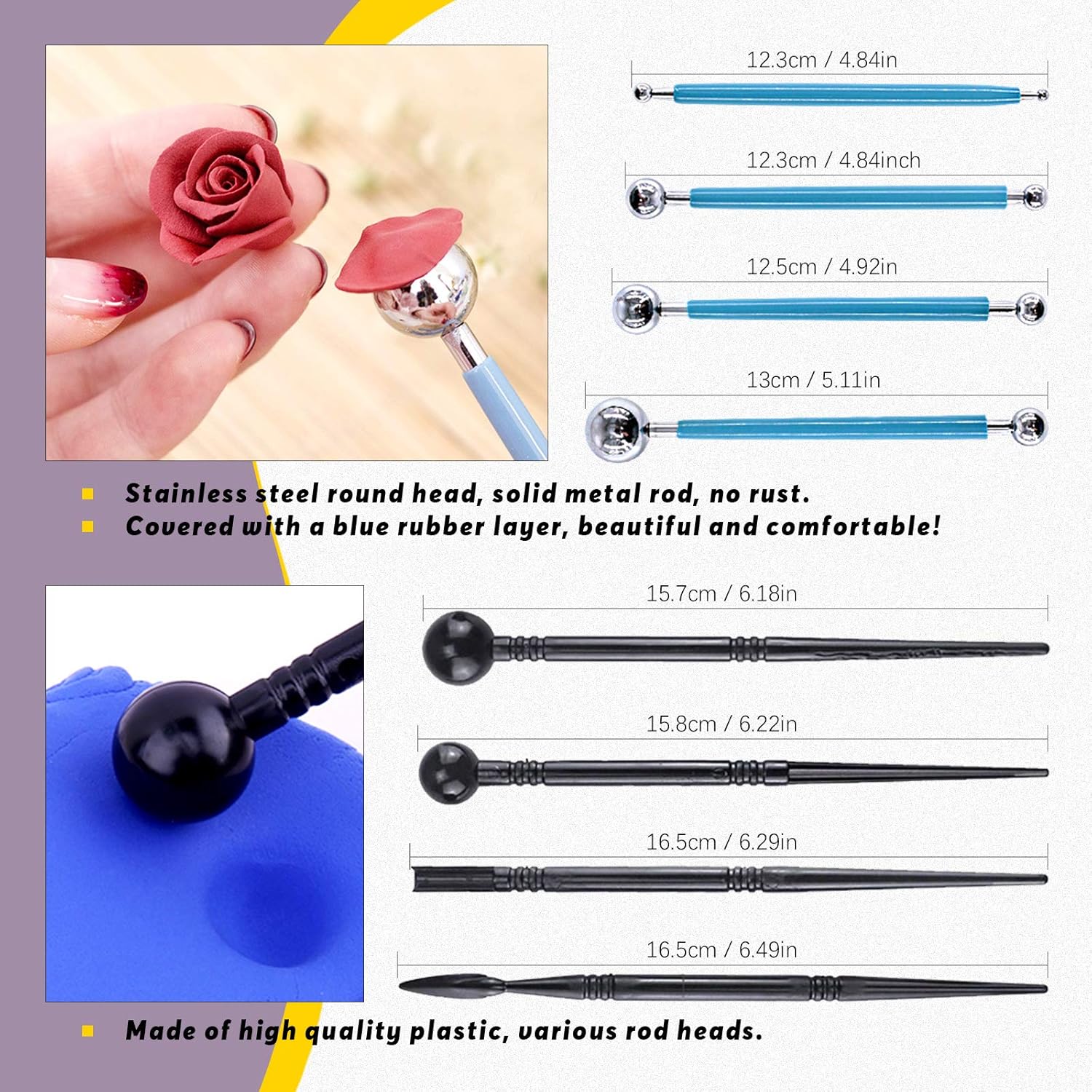 Swpeet 29Pcs Hand Modeling Clay Sculpting Tools Kits, Ball Stylus Tool, Wooden Dotting Tools, Rubber Tip Pens, Sculpture Knives, Ceramic Pottery Tools Sculpting Kit for Making Modeling Clay