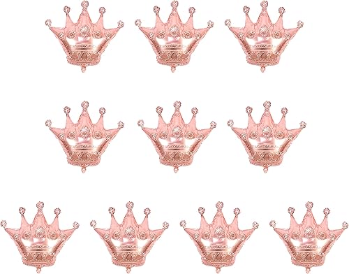 10 globos de corona de papel de aluminio grandes de 30 pulgadas, globos de corona de helio para decoraciones de cumpleaños, bodas y fiestas (oro