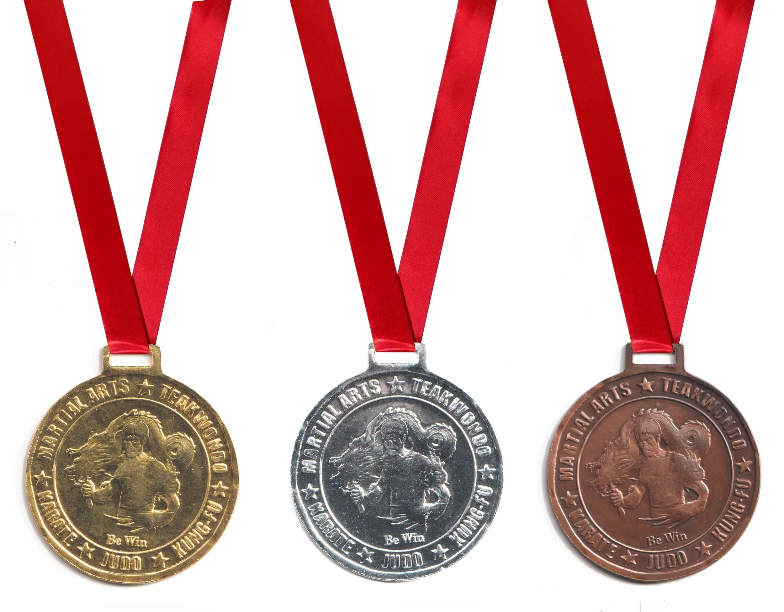Be Win Bruce Lee Designed Gold, Silver & Brown Medals for Competitions, Events & Other Functions of Martial Arts, Karate, Judo, Taekwondo & Kung-Fu