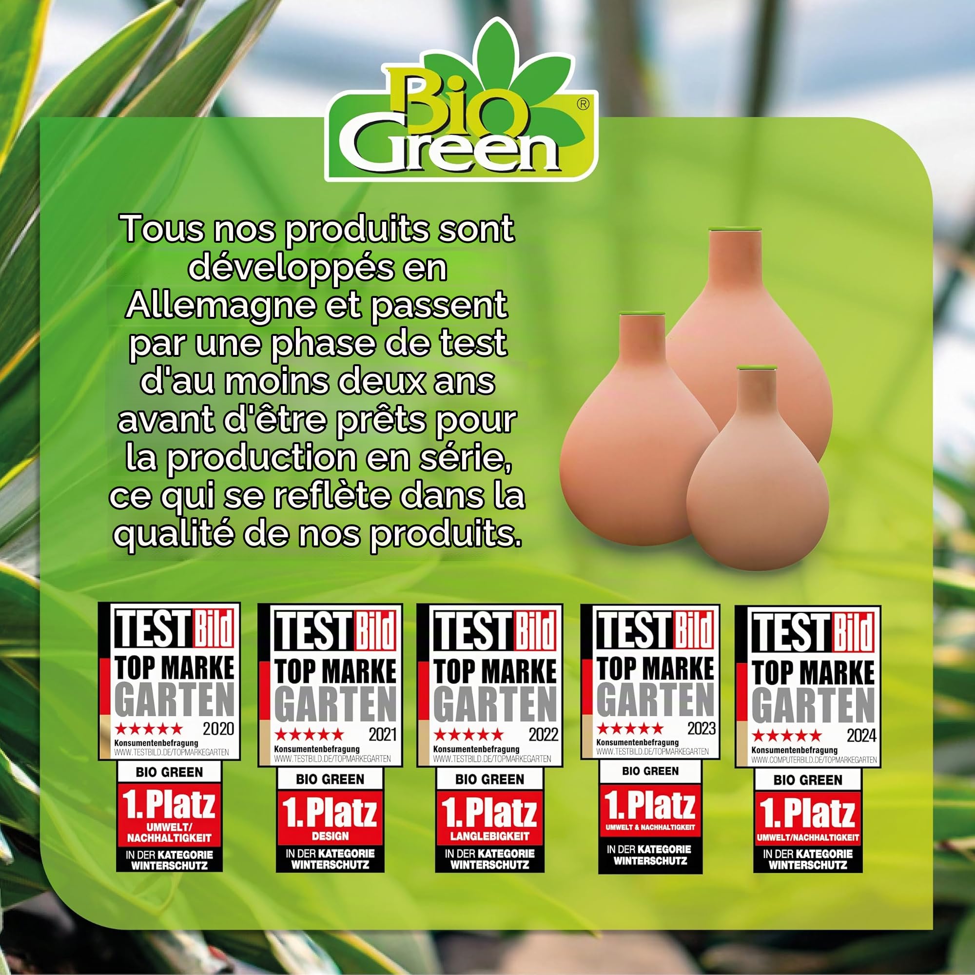 BioGreen Olla HYDRO MAX Lot de 4 arrosage automatique pour plantes 1 l Diamètre 60 cm Pot en terre cuite Boule d'arrosage