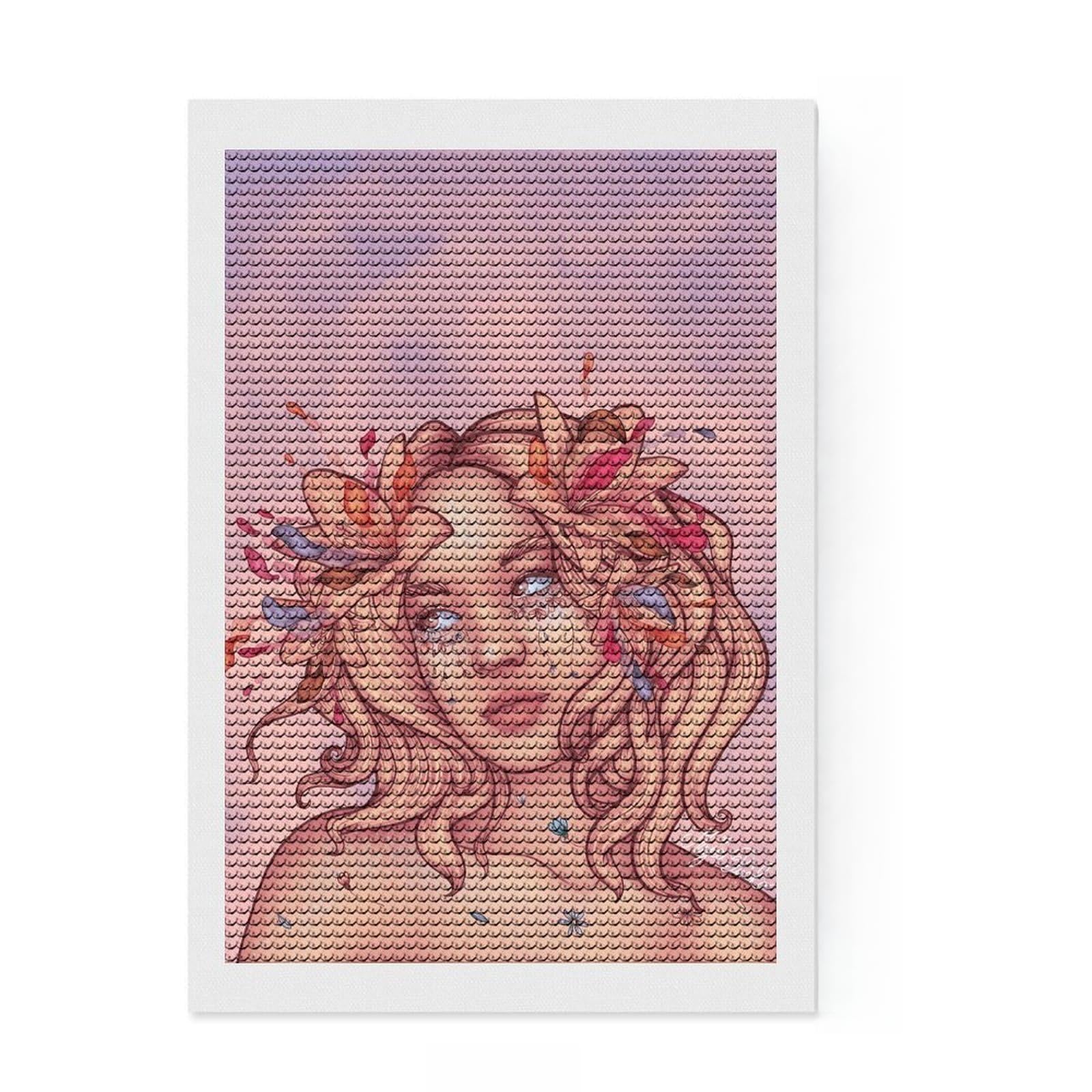 Junmoney Summertime Bloom Round Drill Diamond Painting 8"x12", for Adults, Stress Relief Craft, Artistic Hobby, Aesthetic Room Decor