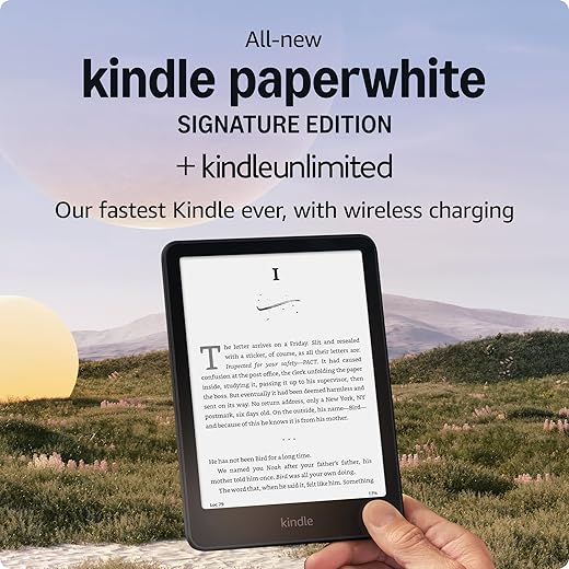 All-new Amazon Kindle Paperwhite Signature Edition (32 GB) – Our fastest Kindle with an auto-adjusting front light, wireless charging, and weeks of battery life – Metallic Black + 3 Months of Kindle Unlimited (with auto-renewal)