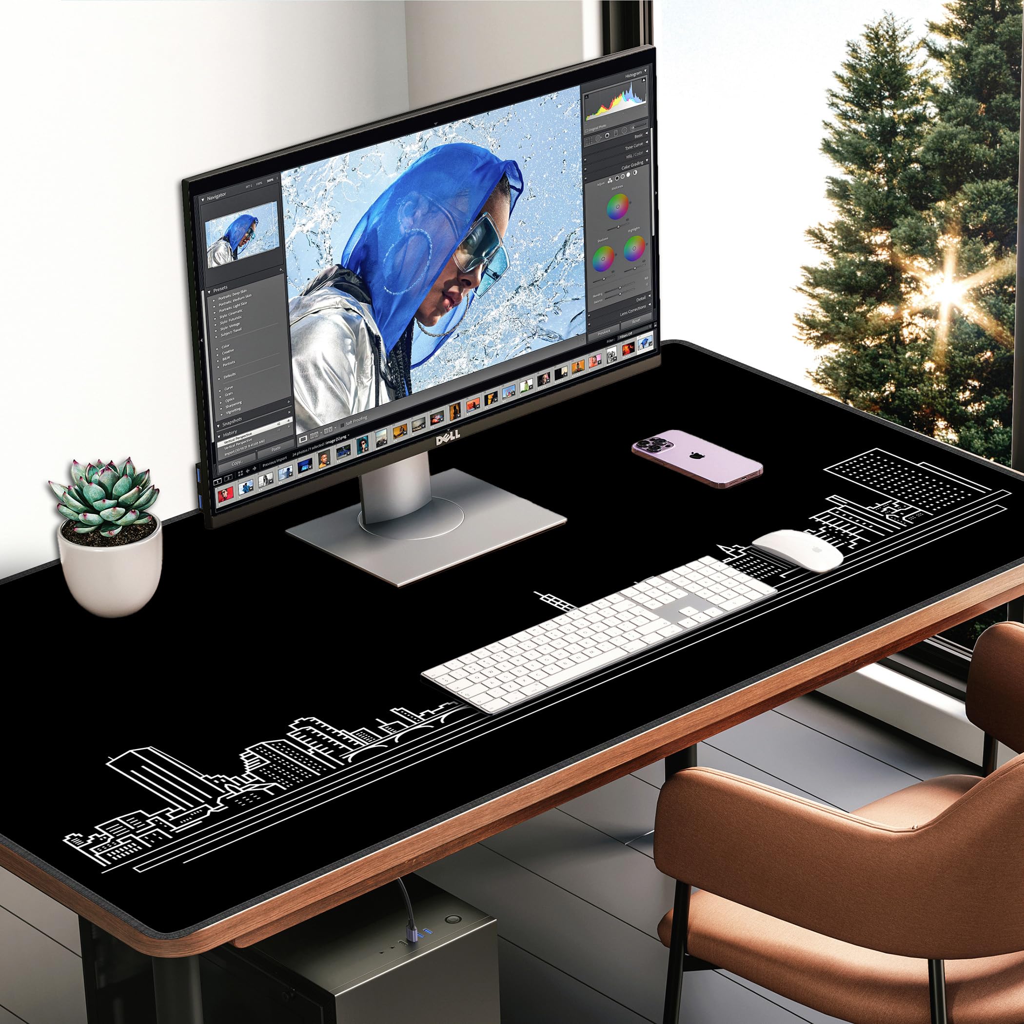 LL-COEUR Noir Grand Tapis de Souris de Jeu 110x60x0,3cm Gamer Tapis de Bureau Large et Étendu XXL Speed Gaming Mousepad pour PC, Clavier et Ordinateur XXL