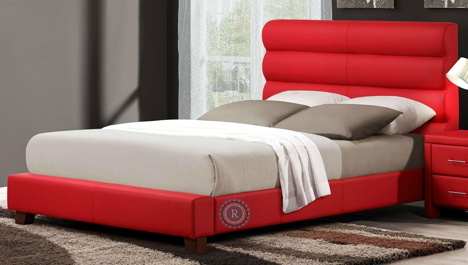 Aven Red King Platform Bed Home & Kitchen