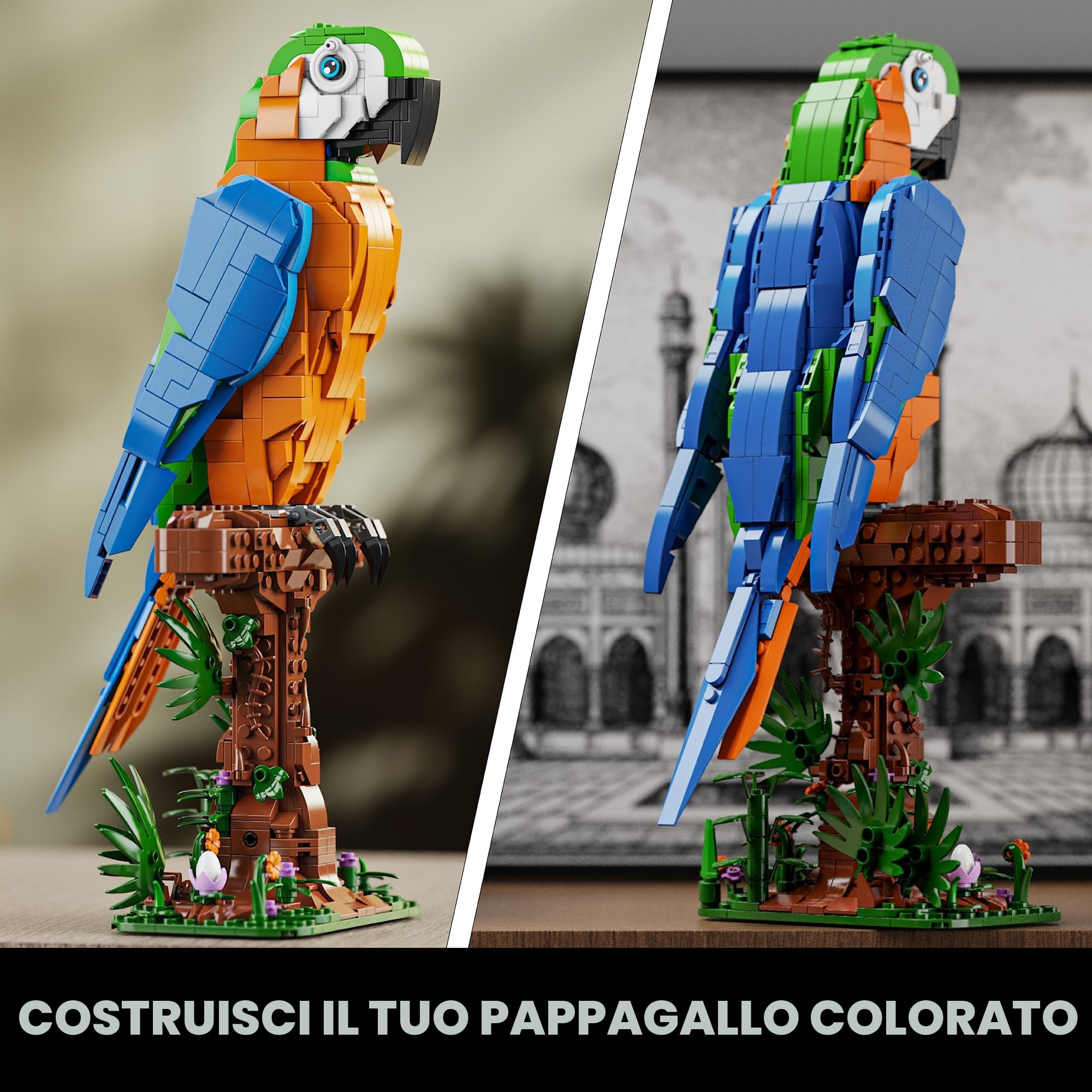 TYCOLE Set Costruzione Pappagallo Ara per Bambini e Adulti, Modello Giocattolo Animali con Blocchi Creativi, Decor per Casa o Ufficio, Regalo per Bambina e Bambino 8 Anni in su 1138 Pezzi