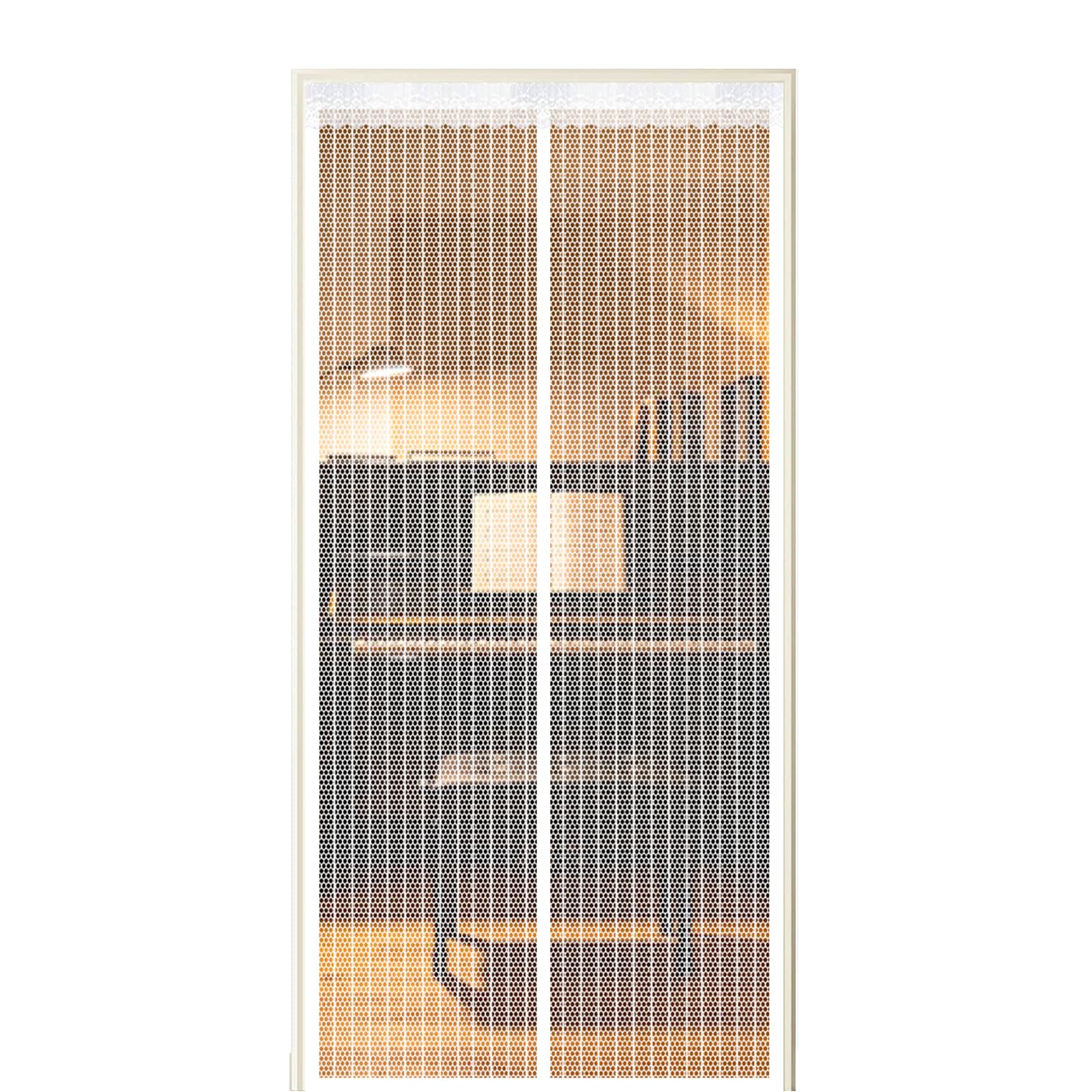 Xuehmin White Fly Screen Door 295 X 205 Cm Self Sealing Powerful Magnets Heavy Duty Door Screen With Powerful Magnets & Full Frame Magic Tape Suitable For Patio Doors Balcony Bedroom,