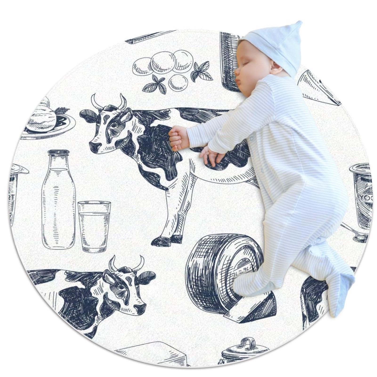 Tapis de salle de bain rond 1m antidérapant chambre motif fromage