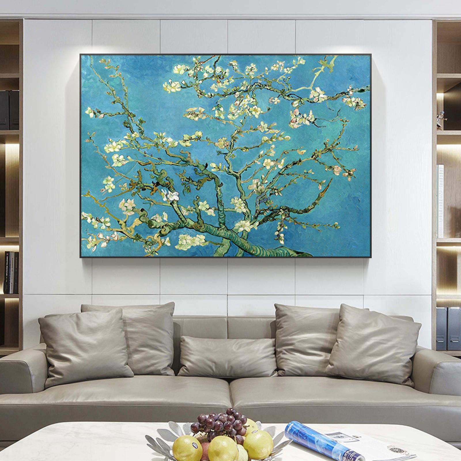 Van Gogh kwiat migdałów obrazy na płótnie sztuka na ścianę plakaty i nadruki impresjonistyczne kwiaty obrazy do dekoracji domu 60 x 80 cm bez ramy