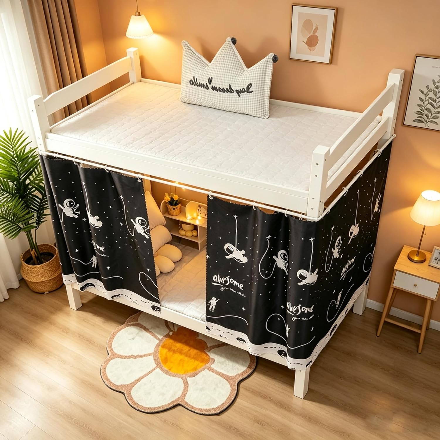 Navhao 2 Panels,Bottom Bunk Bed Curtains Cloth Bed Canopy Students Curtain Shading Nets for Single Bed, 45.3*78.7in