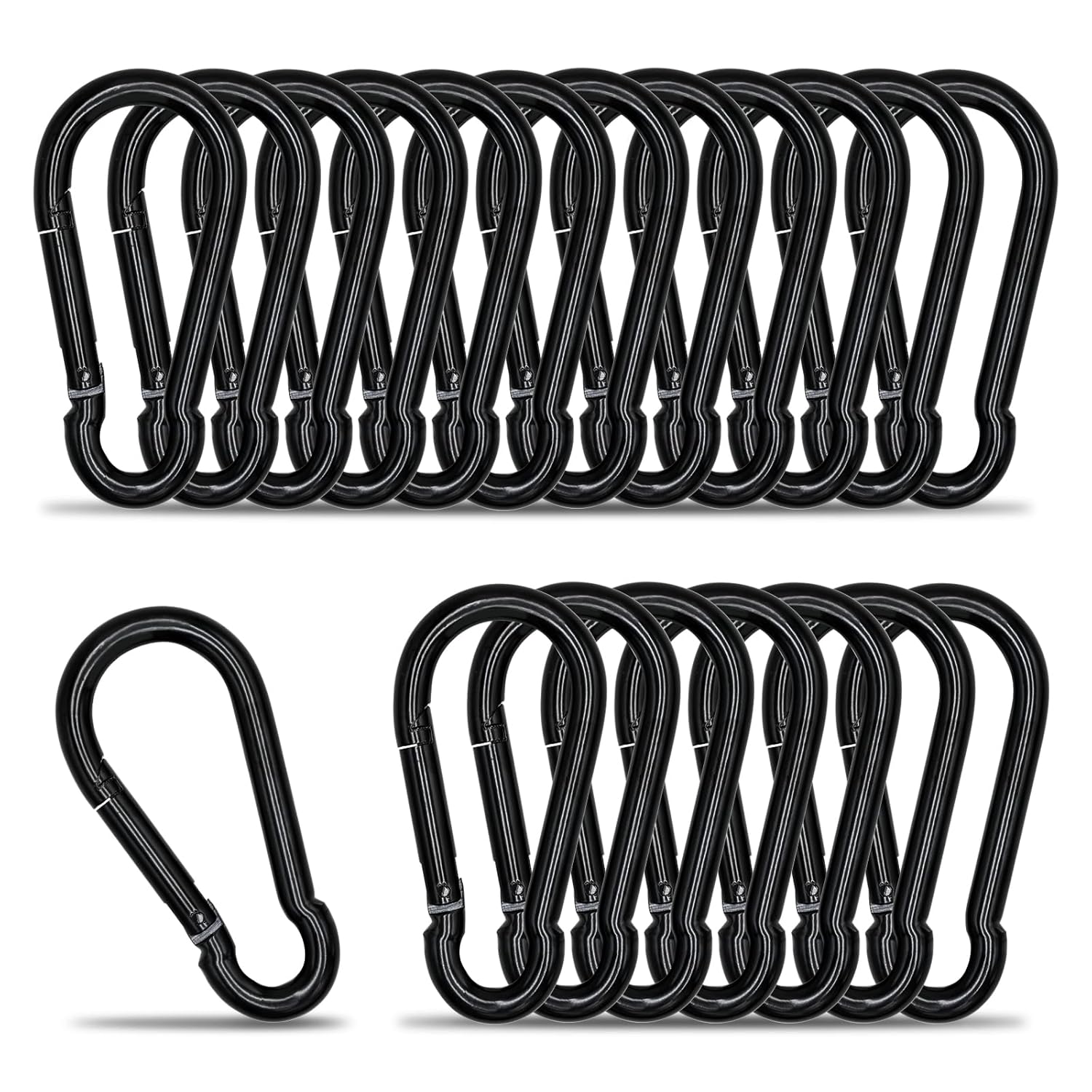 Carabiner Clip Hook, 3.54 inch 20 pcs Black Heavy Duty Spring Snap Hook Key Chain, Carabiners Clips for Outdoor Camping, Swing Set, Hammock, Hiking Travel, Fishing, Quick Link Keychain