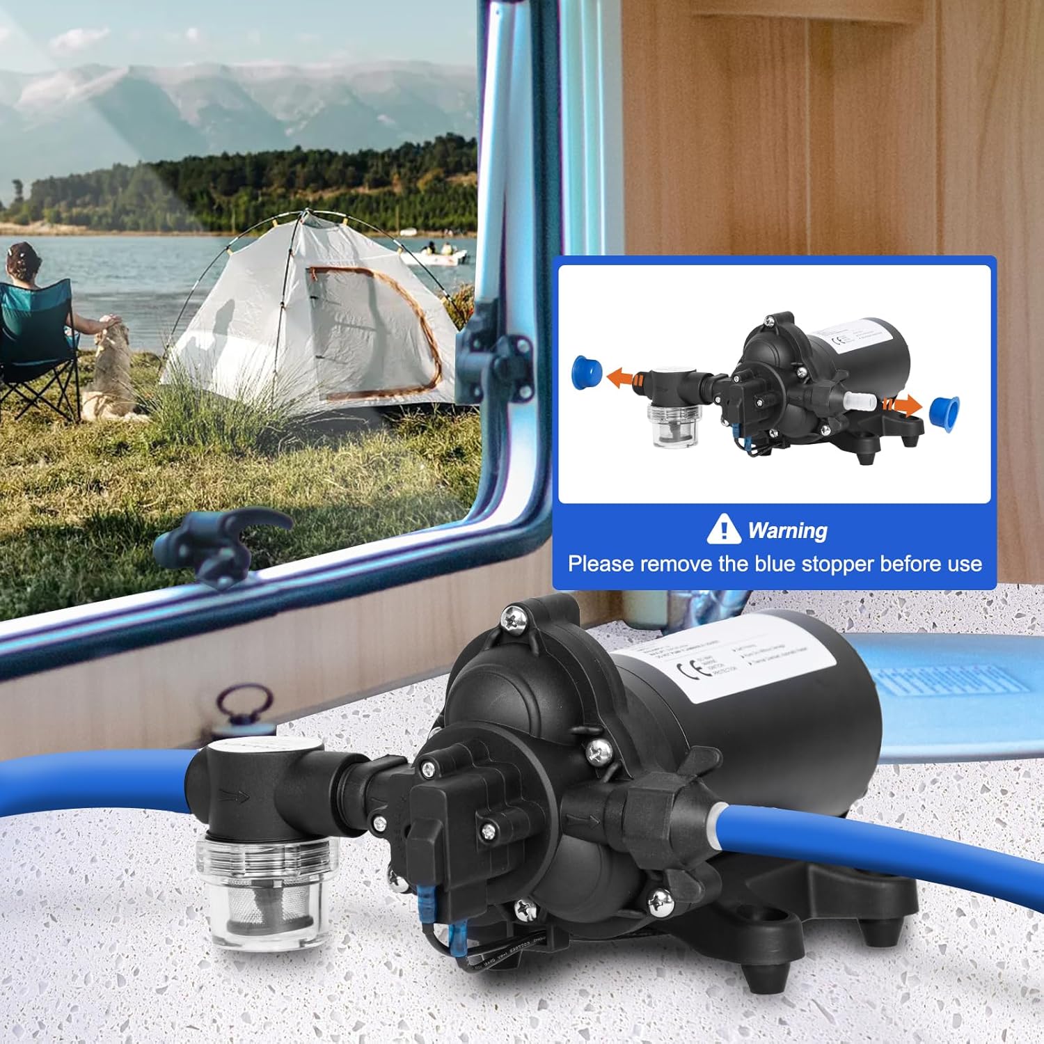 ECO-WORTHY 33-Series Water Pressure Diaphragm Pump Industrial 110V AC 4.0GPM Flow 50PSI Rated Pressure Self Priming RV Fresh Water Pump for Camper Kitchen Bathroom Marine Yacht Caravan