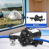 Vista 8 de ECO-WORTHY - Bomba de presión de diafragma de agua de la serie 33, industrial, 110V AC, flujo de 4.0 GPM, presión nominal de 50 PSI, bomba