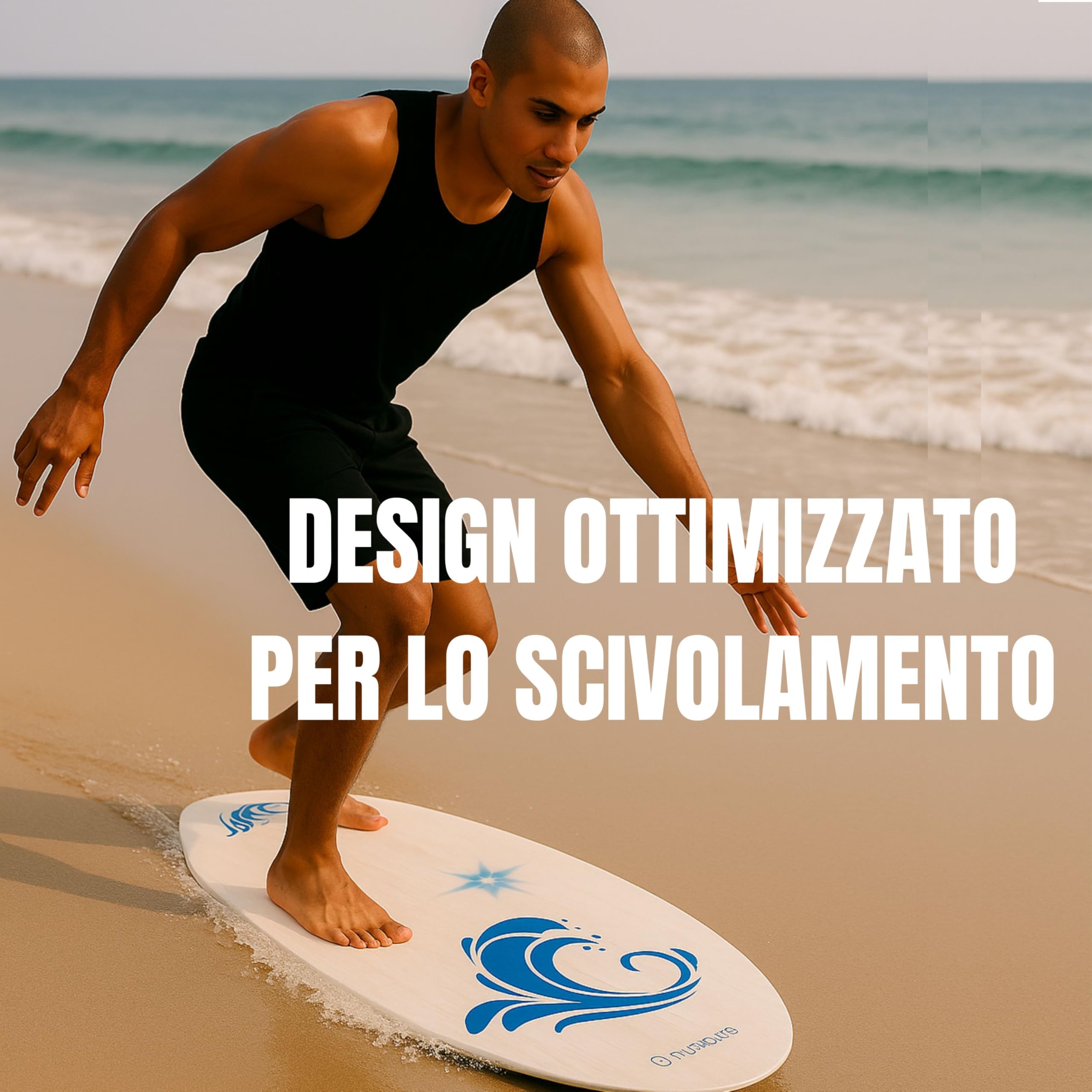 Skimboard Tavola in Legno FUTURA8 Antiscivolo Resistente all’Acqua – Tavola Skimboard Leggera per Adulti e Principianti – Skimboard Spiaggia Mare Sabbia Bagnata Onde Piccole