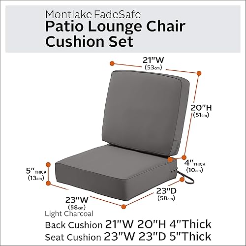 Miniatura 8 de Classic Accessories Montlake FadeSafe - Juego de cojines de patio resistentes al agua, 23 x 23 x 5 pulgadas (asiento), 21 x 20 x 4 pulgadas