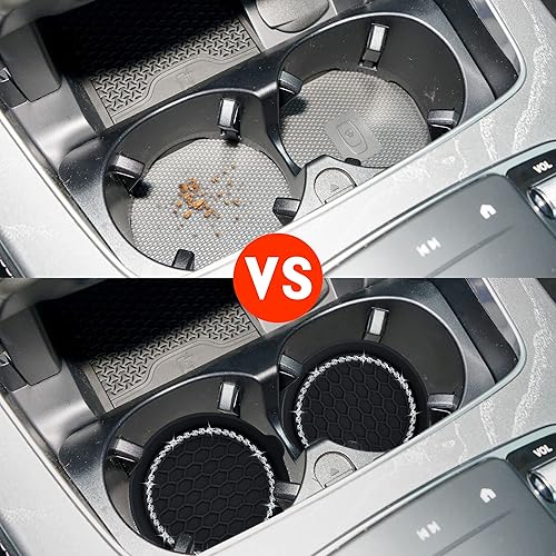 Miniatura 4 de Amooca Portavasos universales antideslizantes para automóvil accesorios para el interior del automóvil 2 unidades color negro