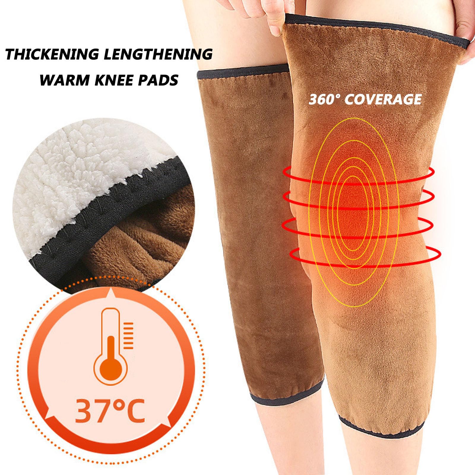 Ginocchiere per moto, Design a collo morbido e traspirante 40 cm/50 cm Fodera marrone/bianca 1 paio fodera bianca 40 cm(Brown Lining,40cm)