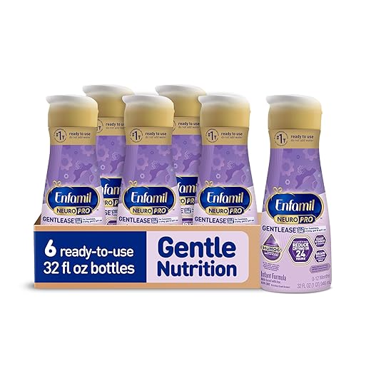 Enfamil NeuroPro Gentlease Ready-to-Use Baby Formula, Brain and Immune Support with DHA, Clinically Proven to Reduce Fussiness, Crying, Gas & Spit-up in 24 Hours, Non-GMO, 32 Fl Oz, 6 Count