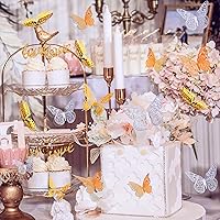 Vista 3 de SAOROPEB Decoración de pared de mariposa 3D, 72 piezas, 3 estilos, 3 tamaños, adhesivo metálico extraíble para decoración de pared, calcomanías