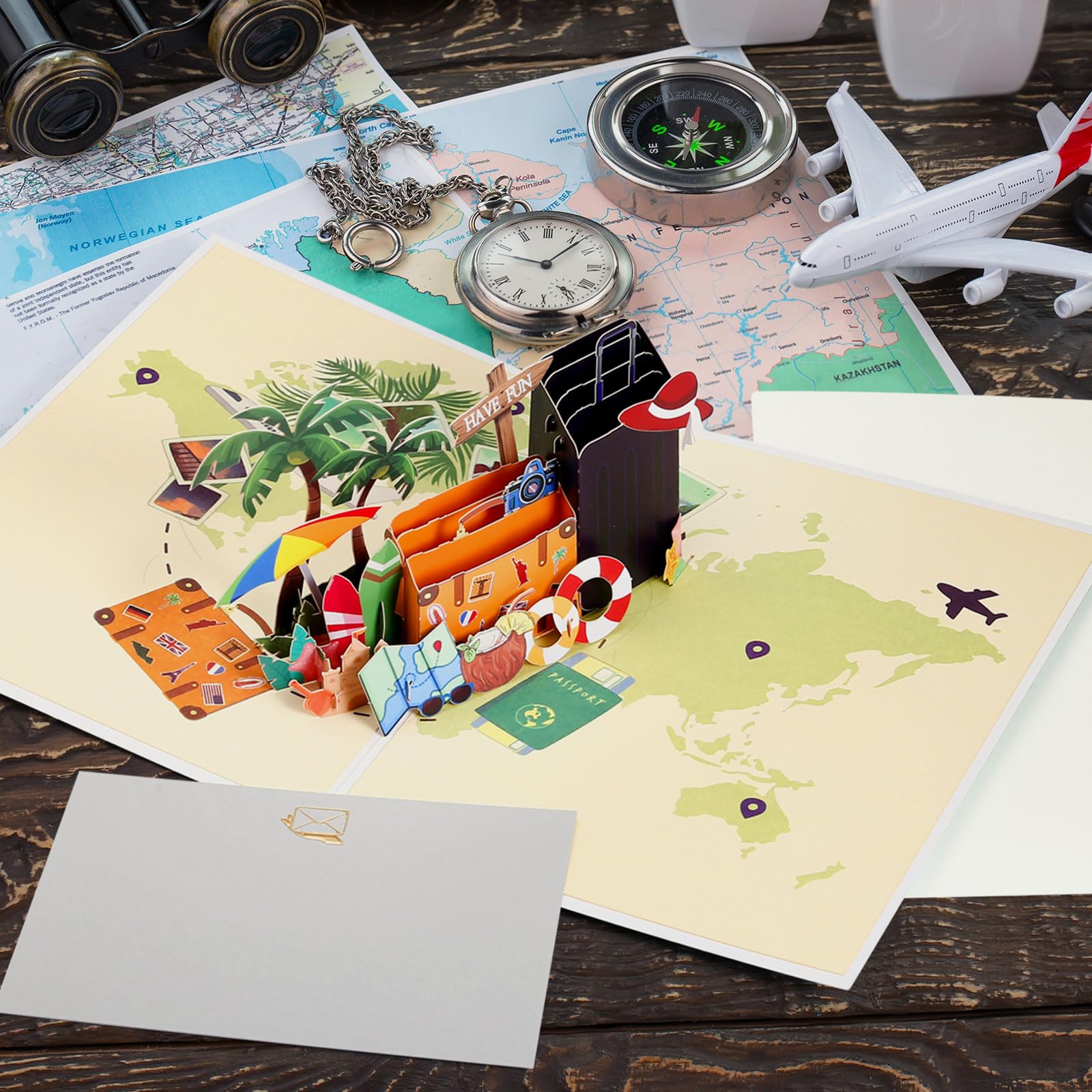 Kesote Kartka podróżna, prezent pieniężny, urlop, kartka pop-up, kartka z życzeniami z okazji osiągnięcia pełnoletności, kartka z życzeniami 3D, karta podarunkowa